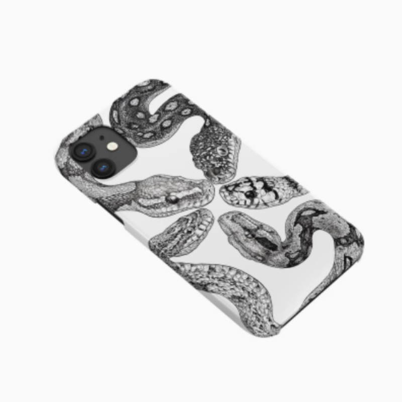 Black And White Niche Retro Python Illustration Phone Case