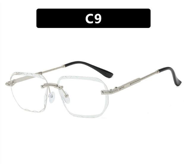 Frameless Trimming Square Small Frame Sunglasses Metal Female