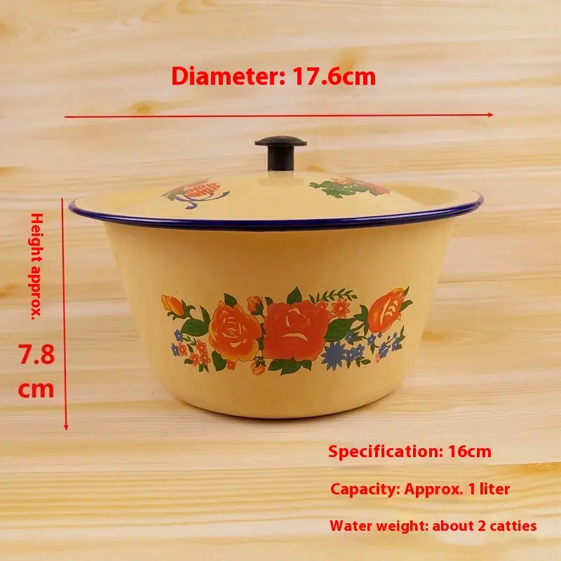 Enamel Bowl Old-fashioned Enamel Basin With Lid