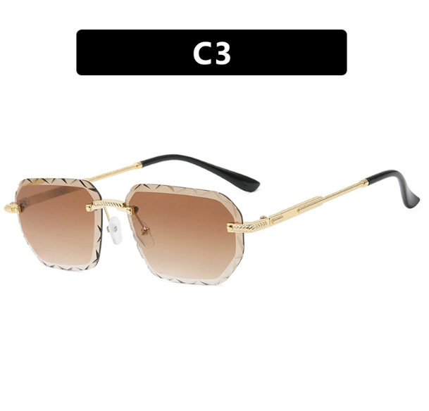 Frameless Trimming Square Small Frame Sunglasses Metal Female - Image 4