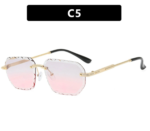 Frameless Trimming Square Small Frame Sunglasses Metal Female - Image 9