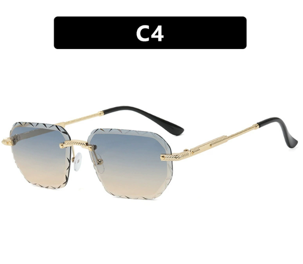 Frameless Trimming Square Small Frame Sunglasses Metal Female - Image 13