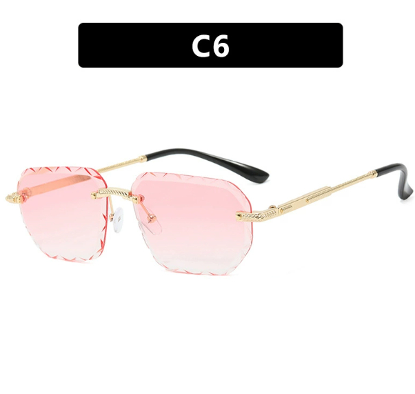 Frameless Trimming Square Small Frame Sunglasses Metal Female - Image 6