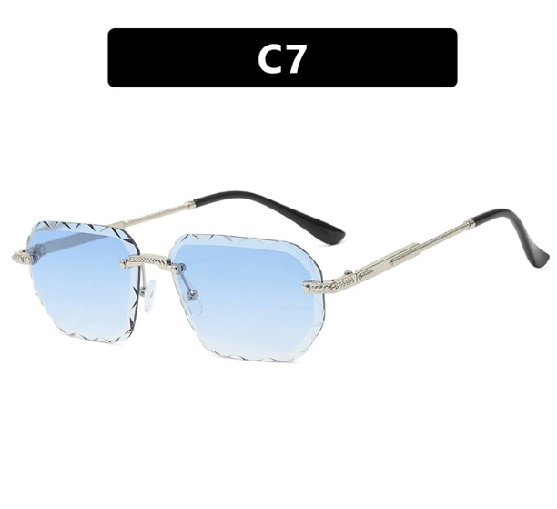 Frameless Trimming Square Small Frame Sunglasses Metal Female - Image 5