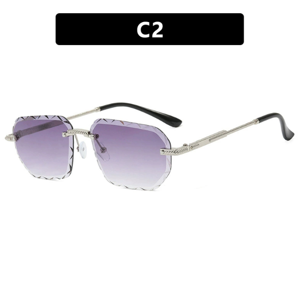 Frameless Trimming Square Small Frame Sunglasses Metal Female - Image 8