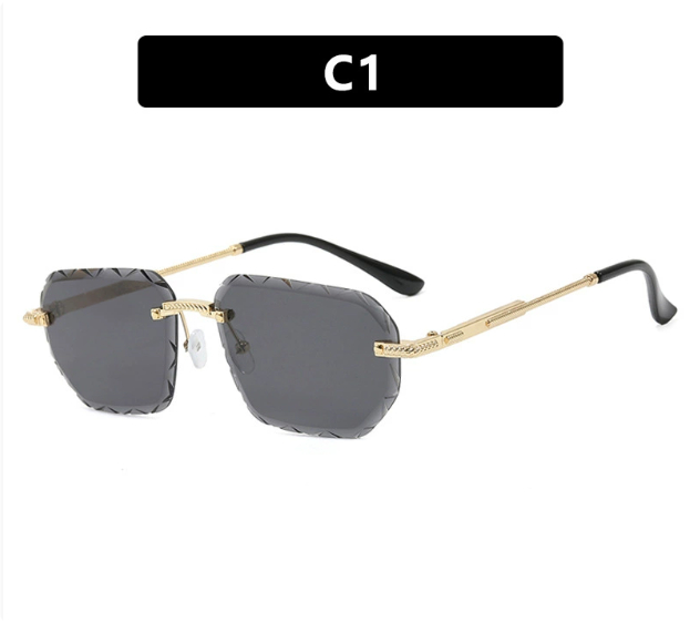 Frameless Trimming Square Small Frame Sunglasses Metal Female - Image 7
