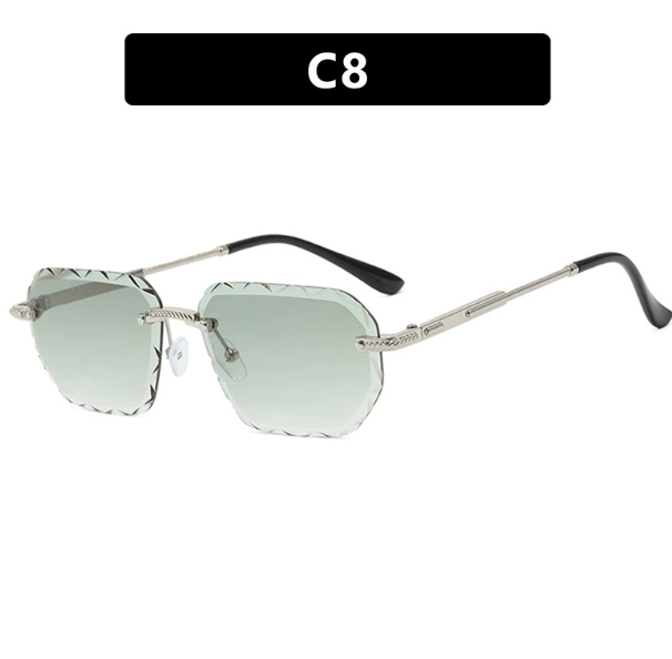 Frameless Trimming Square Small Frame Sunglasses Metal Female - Image 10