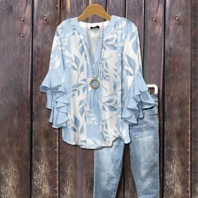 Women's V neck Fashion Lotus Sleeve T shirt Style 4 - Shop at LoveMi