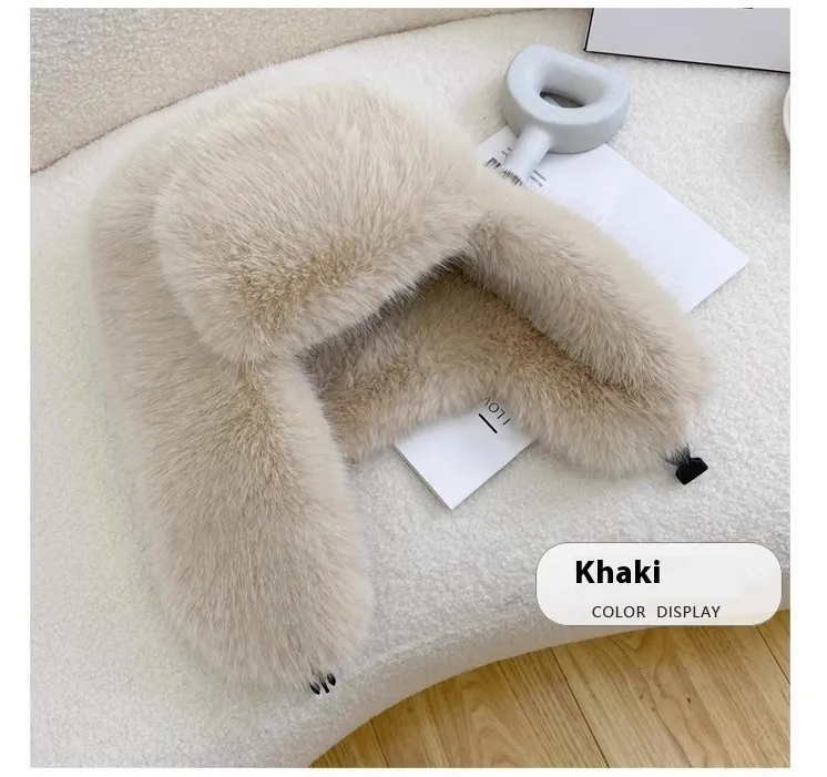 Full Fur Ushanka Thick Warm Wind-proof Cap - Light Khaki