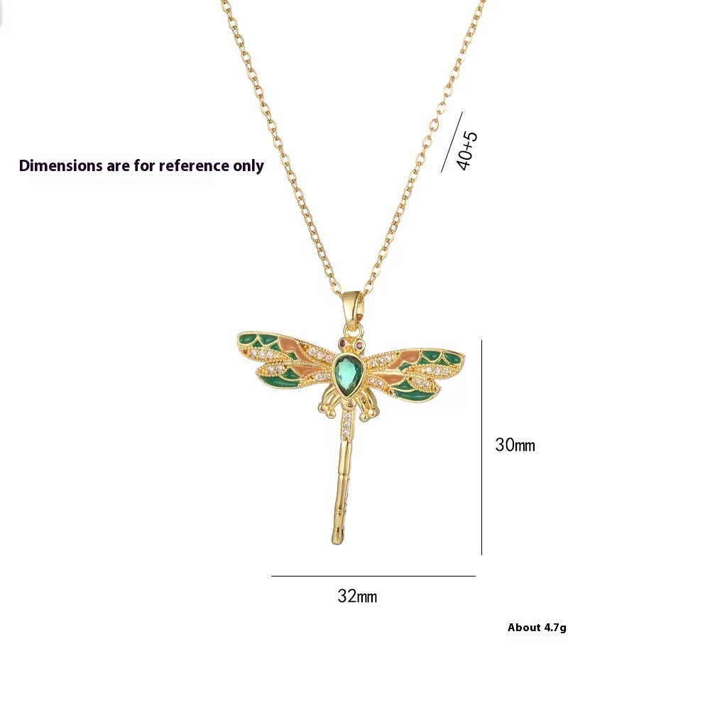 Women's Fashionable Colorful Dragonfly Pendant Necklace
