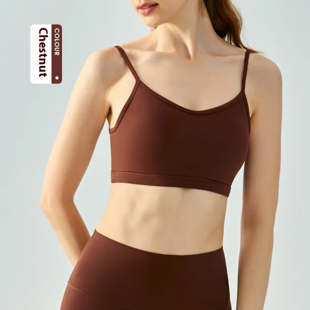 Yoga Vest Women's Water Drop Fixed Cup Spaghetti Strap Underwear Xl Chestnut - Shop at LoveMi