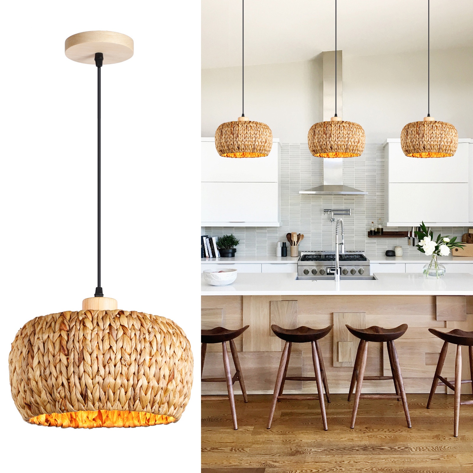 Rattan And Bamboo Weaving Chandelier Lamp