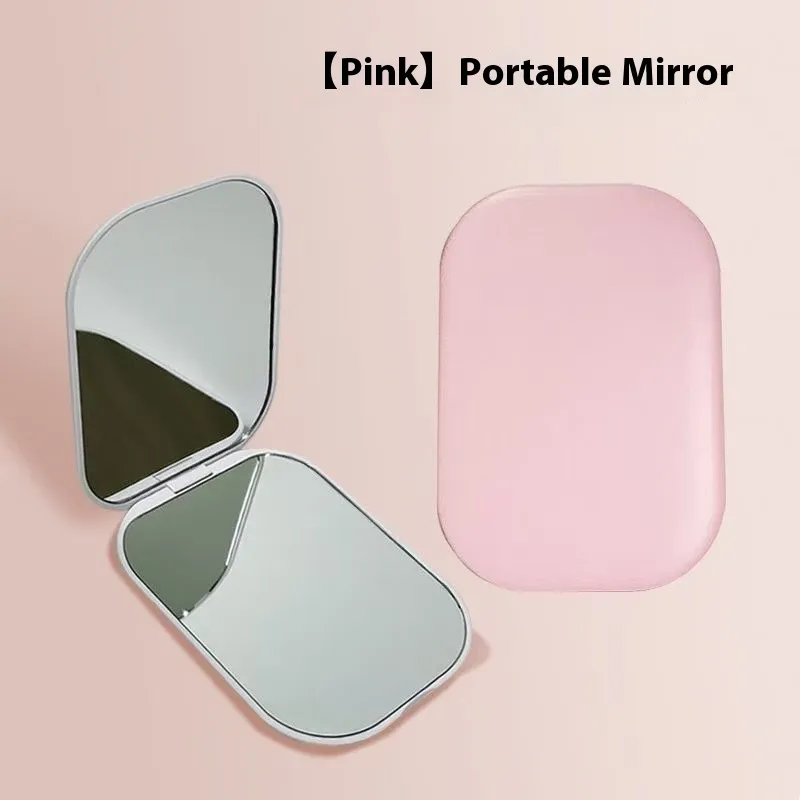 Ultra-thin Foldable Cosmetic Mirror With Light Tricolour Light Convenient HD Luminous - Pink