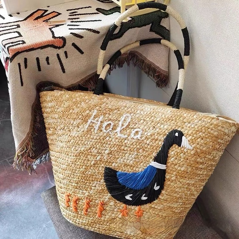 Women's Hand-woven Vegetable Basket Shoulder Tote Bag
