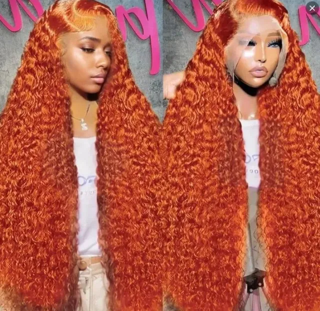 Women's Wig Front Lace Small Roll Brown Long Curling Iron Set L459 Orange - Shop at LoveMi