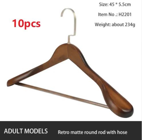 Solid Wood Hangers, Clothing Stores, Hotels, High-end Wooden - B 10Pcs