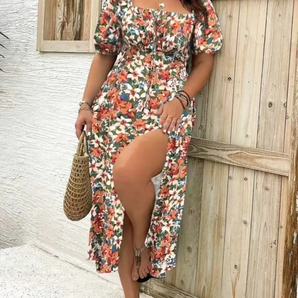 Women's Clothing Plus Size Floral Dress Summer - Color166570