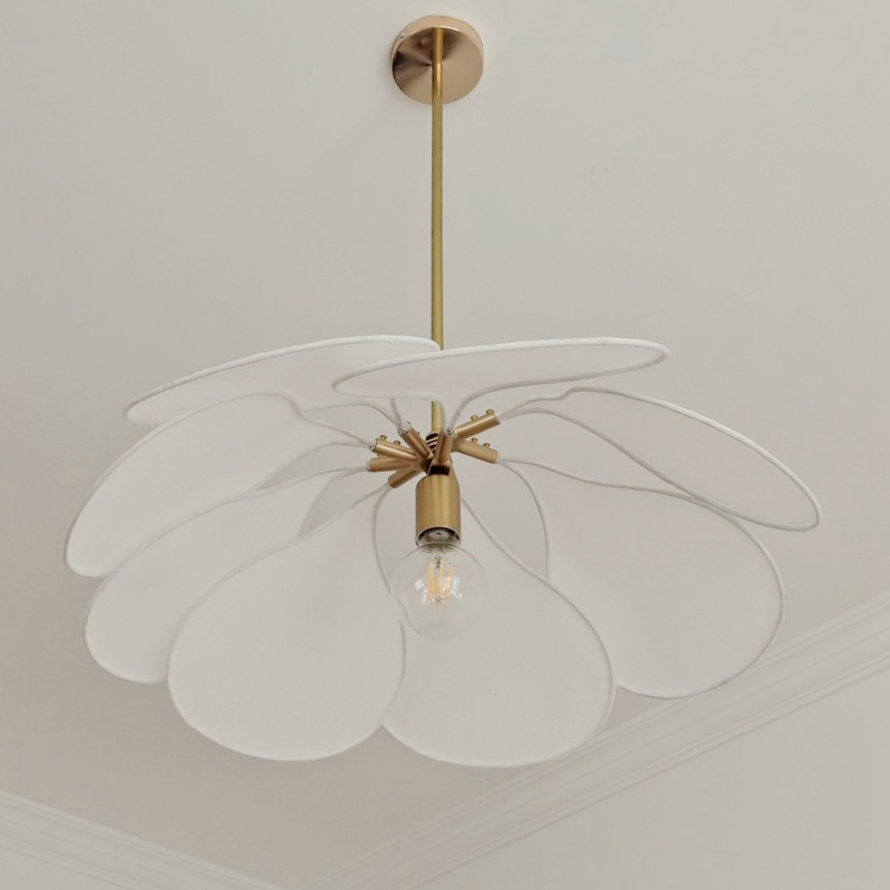 Fabric Dining Room Chandelier Living Room Bedroom Creative Petal Lamp – White, 50CM