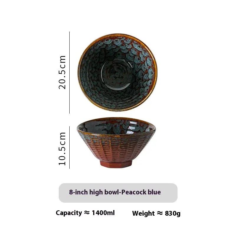 Retro Kiln Baked Household Ceramic Large Ramen Bowl