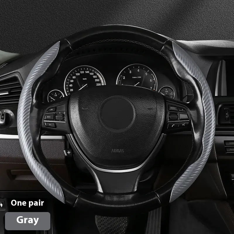 Steering Wheel Cover Sweat-absorbent Suede Carbon Fiber Pattern Protective Cover