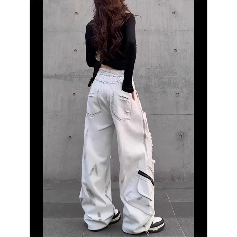 American Retro Distressed Dirty Ripped Jeans