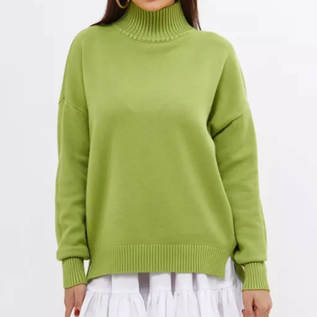 Half Turtleneck Thread Sweater Sub-loose Casual Sweater - Light Green