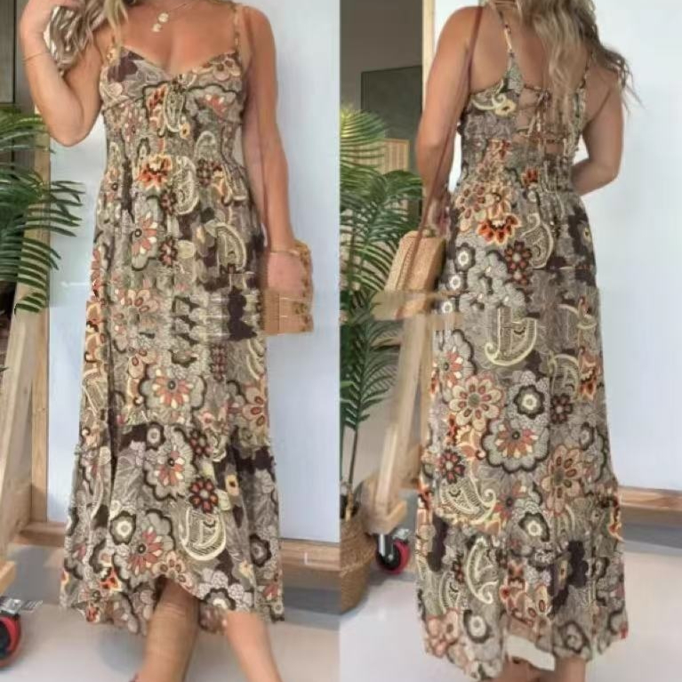 Women's Printed Seaside Style Sling Dress