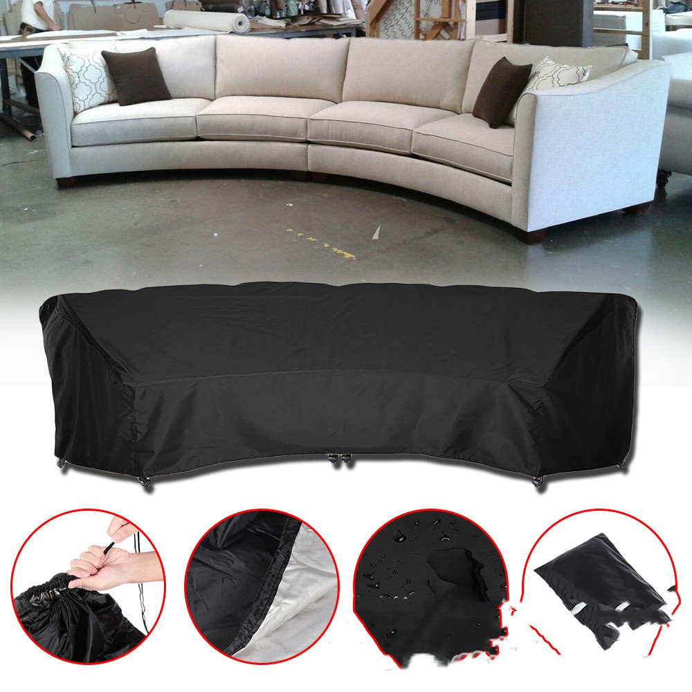 Color: Black, Size: 228x116x86cm - Outdoor Sofa Furniture Dust Cover Multicolor