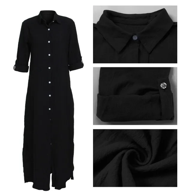 Fashion Solid Color Women's Clothing Shirt Dress Black - Shop at LoveMi