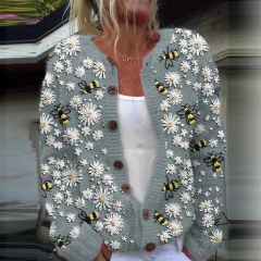 3D Digital Printing Cardigan Knitted Coat - Hwj165856 - View 1