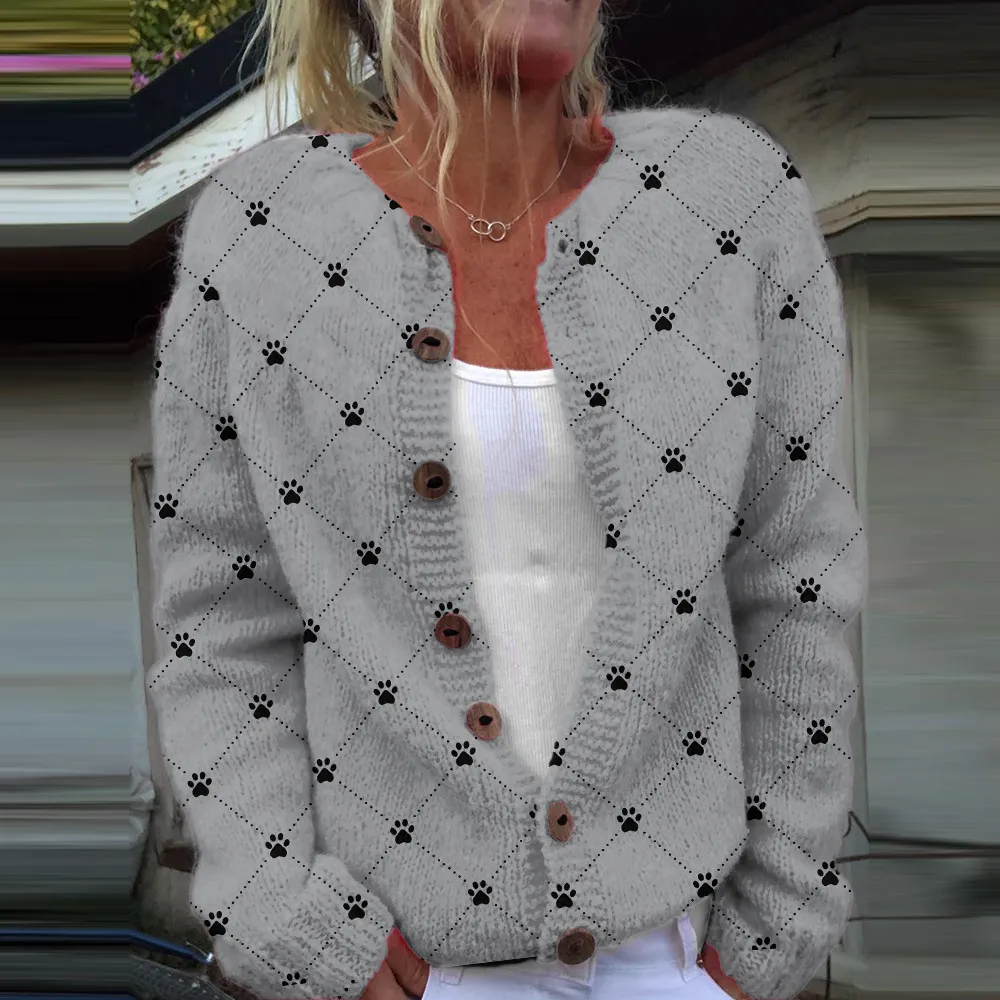 3D Digital Printing Cardigan Knitted Coat - Hwj165295-L