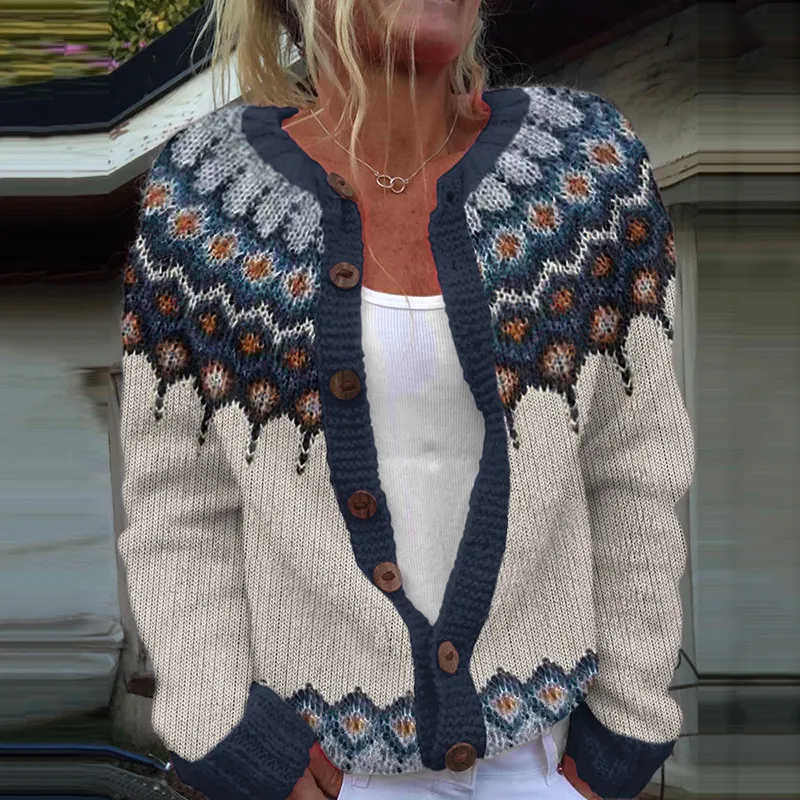 3D Digital Printing Cardigan Knitted Coat - Hwj165400