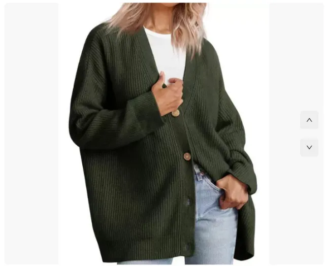 Simple All match Knitted Cross border Women's Clothing Collar Decorated With Buttons Solid Color Sweater For Women Green - Shop at LoveMi
