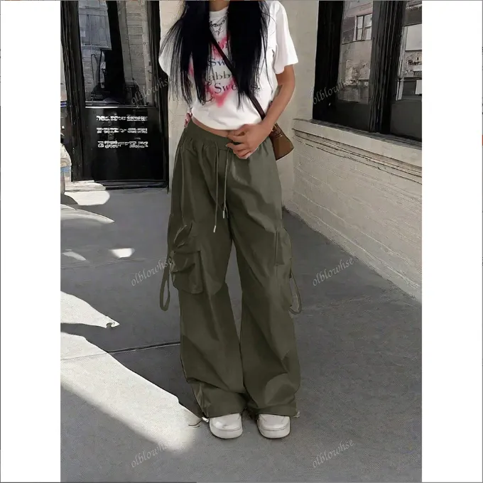 Women's Wide-leg Casual Sports Pants - Army Green