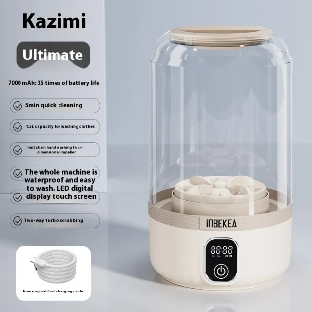 Wireless Mini Washing Machine Portable Automatic Khaki Beige 7000 Ma - Shop at LoveMi
