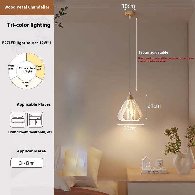 Household Log Style Art Three-end Ceiling Lamp – Petal Single Head