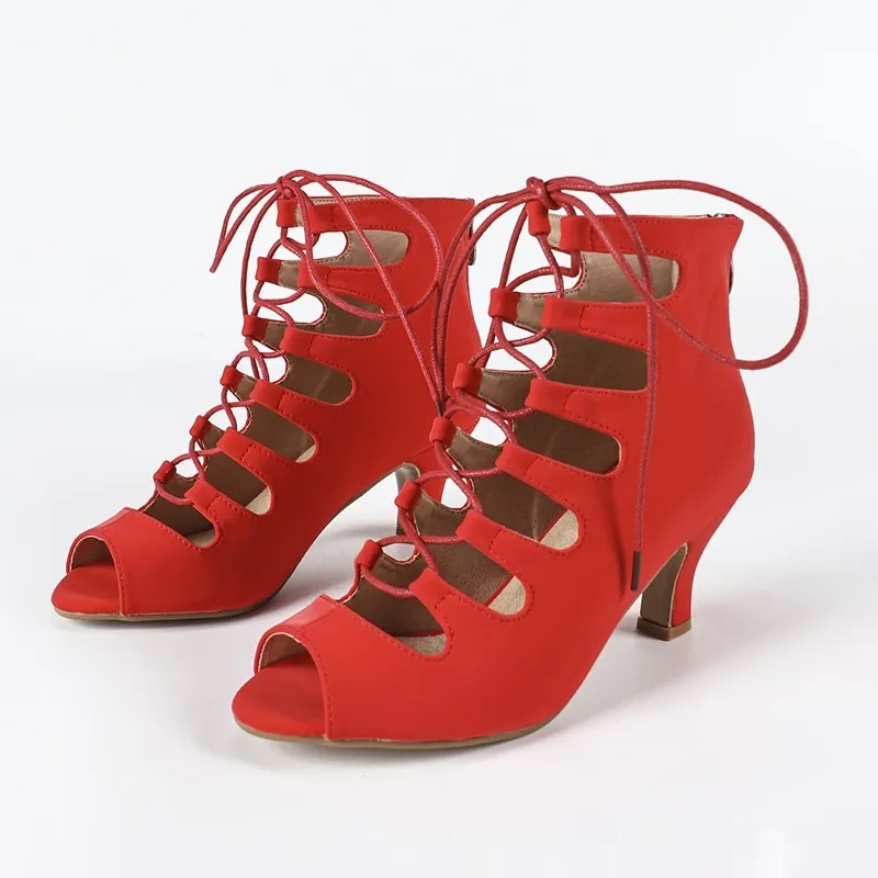 Women's Lace-up Latin Modern Jazz Dance Dance Shoe - Red
