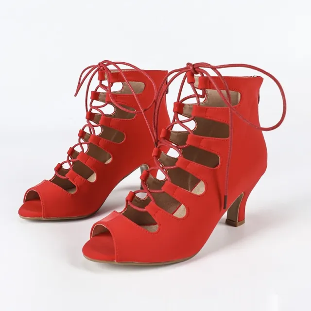 Women's Lace up Latin Modern Jazz Dance Dance Shoe Red - Shop at LoveMi