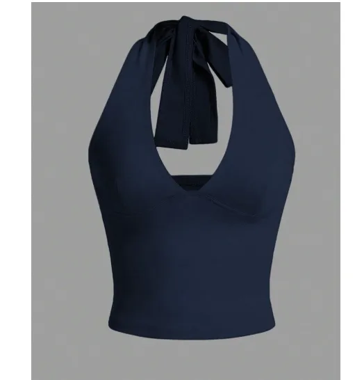 Fashionable And Versatile Polyester Fiber Women's Top Blue - Shop at LoveMi