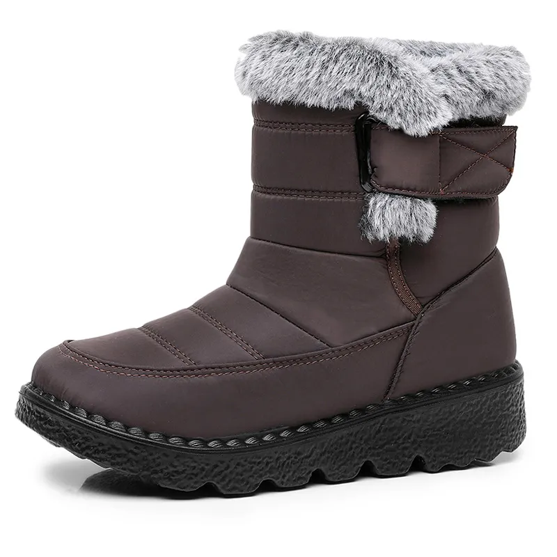 Women's Snow Boots Fleece Lined Padded Warm Keeping - Brown