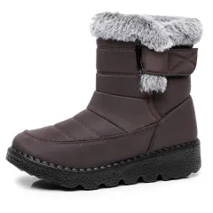 Women's Snow Boots Fleece Lined Padded Warm Keeping - Brown - View 1