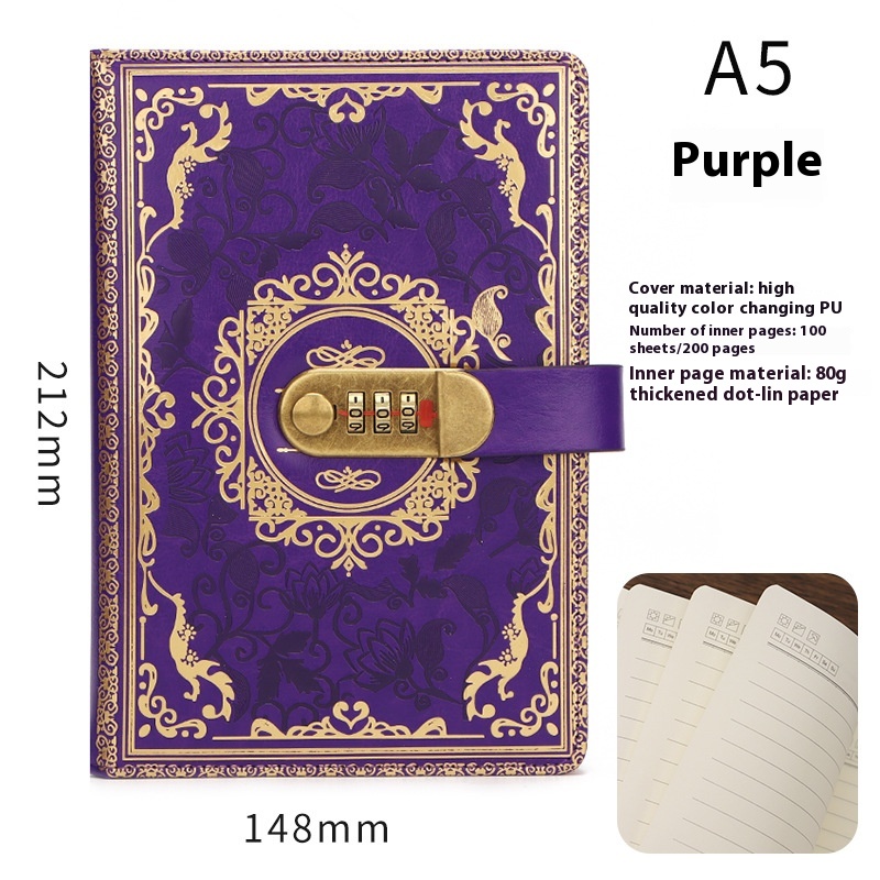 Thickened Creative A5 Password Diary With Lock - Image 7