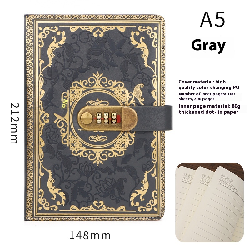 Thickened Creative A5 Password Diary With Lock - Image 6
