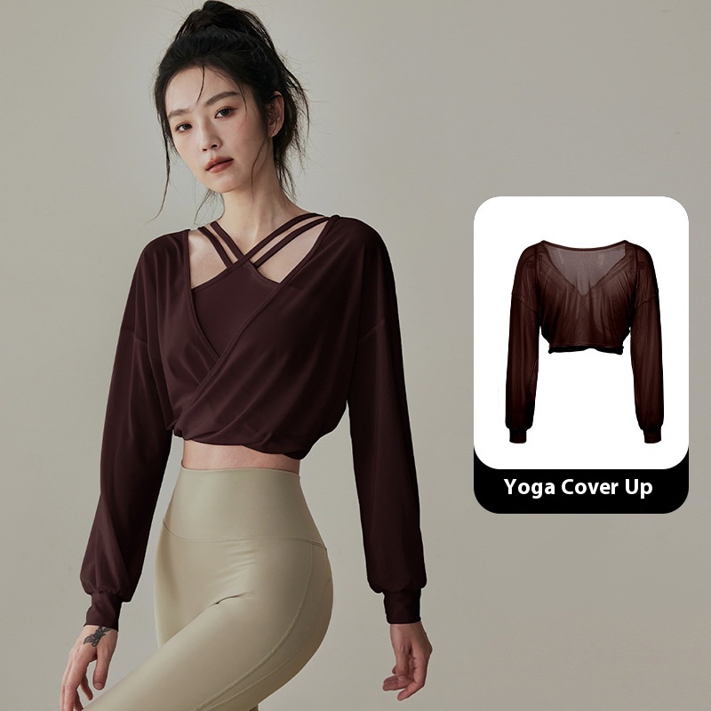 One piece Yoga Underwear Women's Double Shoulder Strap Shockproof Sports Vest Chestnut Color Blouse M - Shop at LoveMi