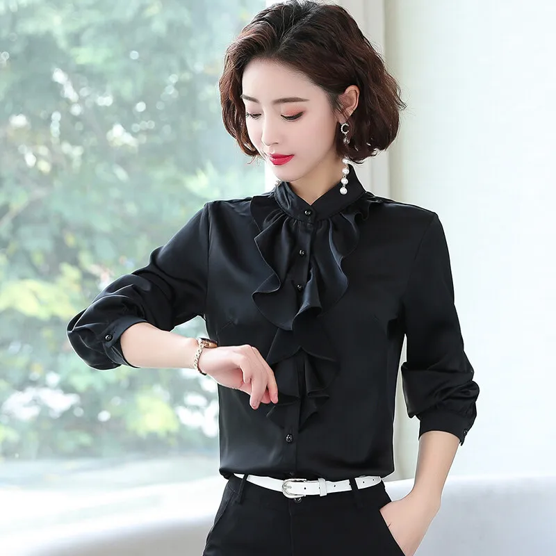Women's Shirt Fashionable Fleece-lined Padded Top Bottoming Shirt - Black