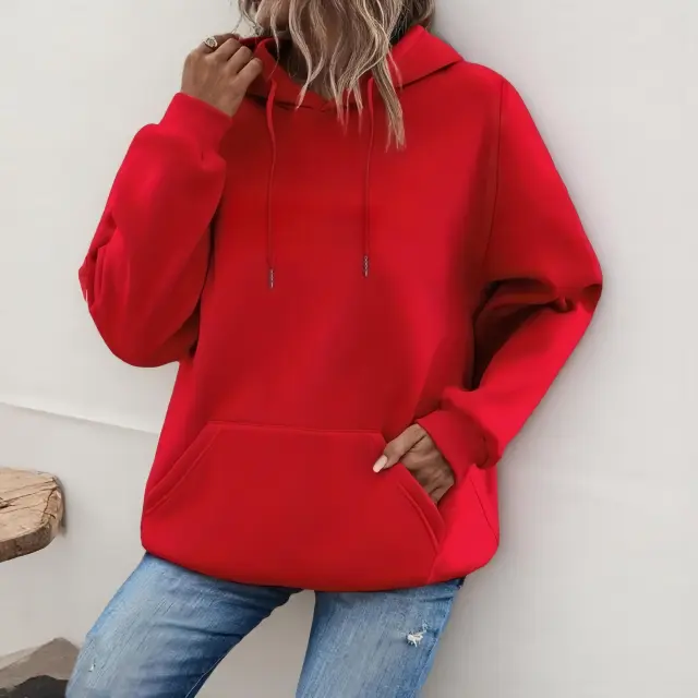 Women's Loose And Fashionable Casual Hoodie Red - Shop at LoveMi