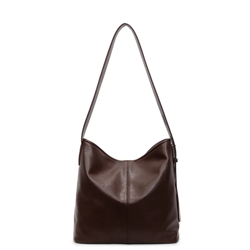 Women's Summer Large Capacity Retro Bucket Bag - Coffee