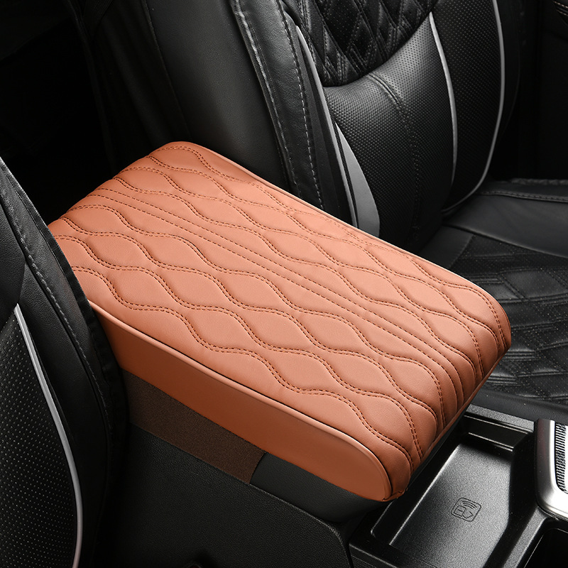 Water Ripple Napa Leather Memory Foam Armrest Box Mat