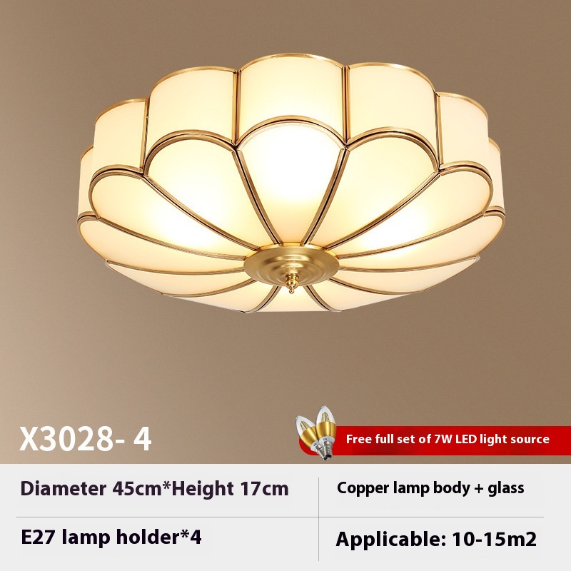 Household Copper American Simple Led Ceiling Lamp