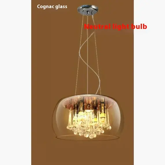 Modern Minimalist LED Living Room Dining Room Glass Cover Crystal Chandelier